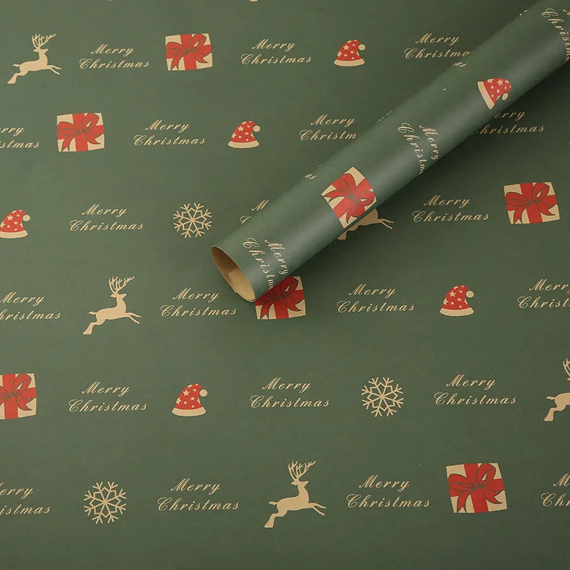 Christmas Vintage Kraft Wrapping Paper – Tree & Snowflake