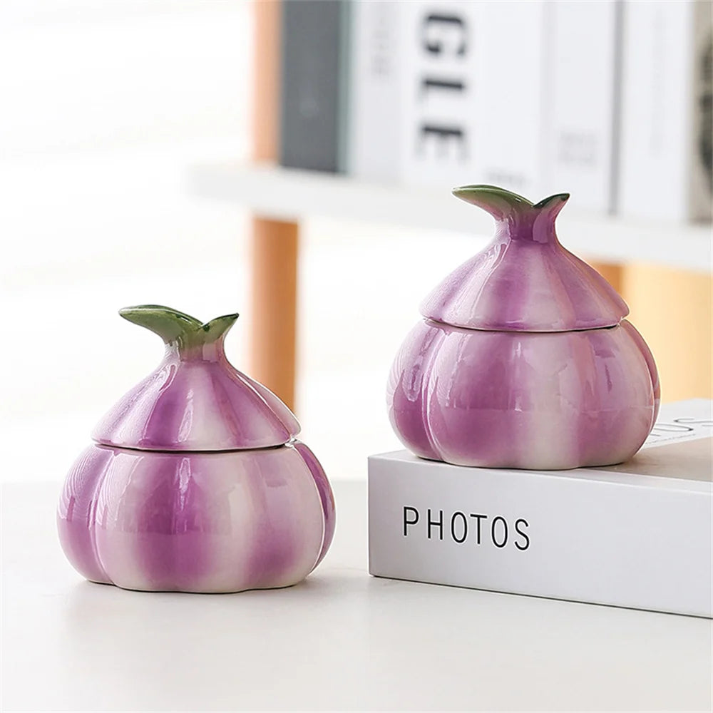Purple Garlic Ceramic Storage Jar – Candy & Nut Container