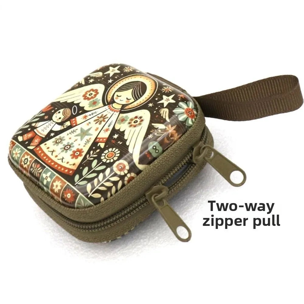 Virgin Mary Rosary Storage Box – Zippered Metal Christian Gift