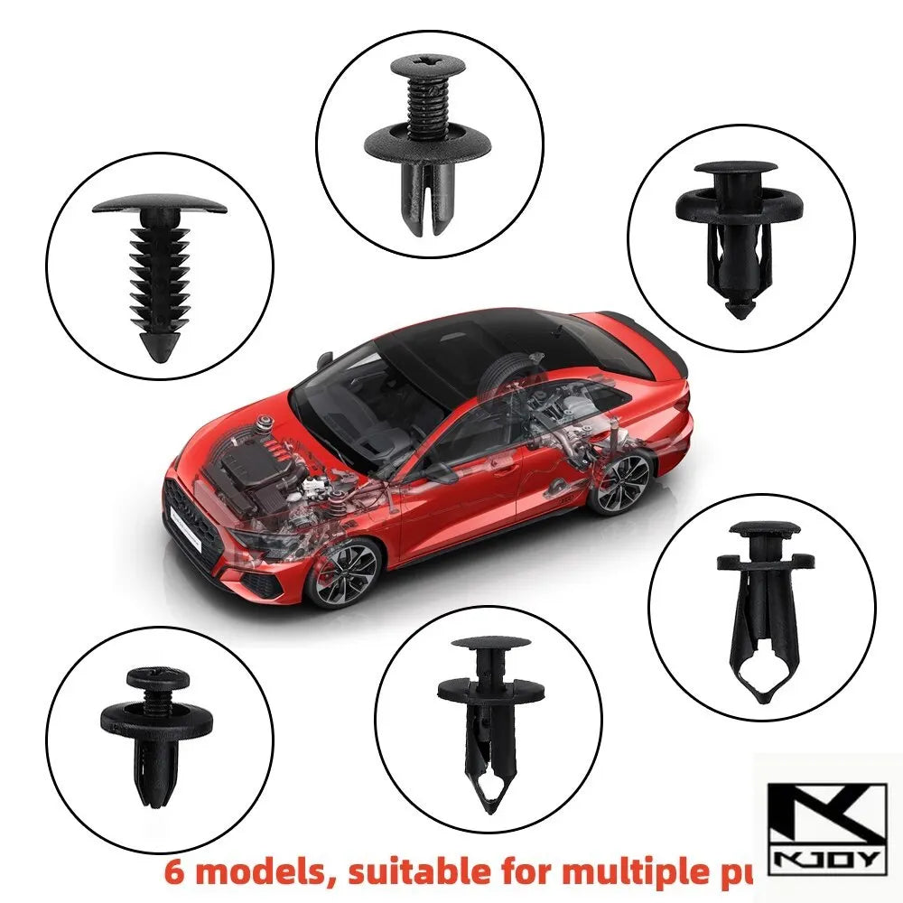 100-Pc Car Push Pin Rivet Clips – Bumper & Trim Fastener Kit