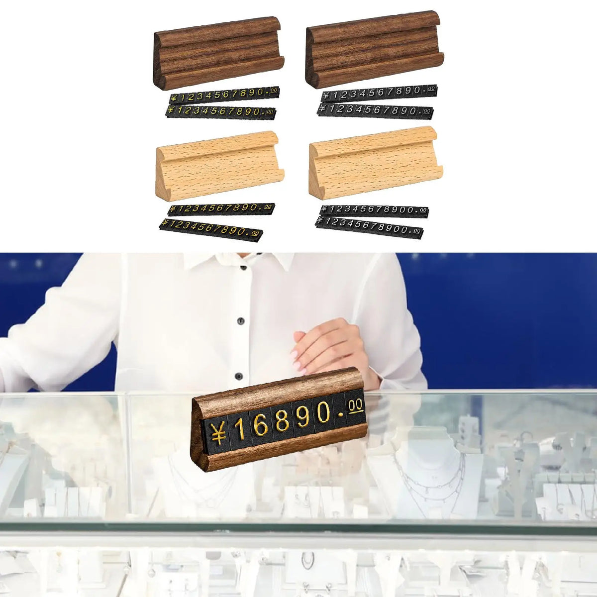 Wood & Acrylic Price Tag Display Stand – Retail & Jewelry