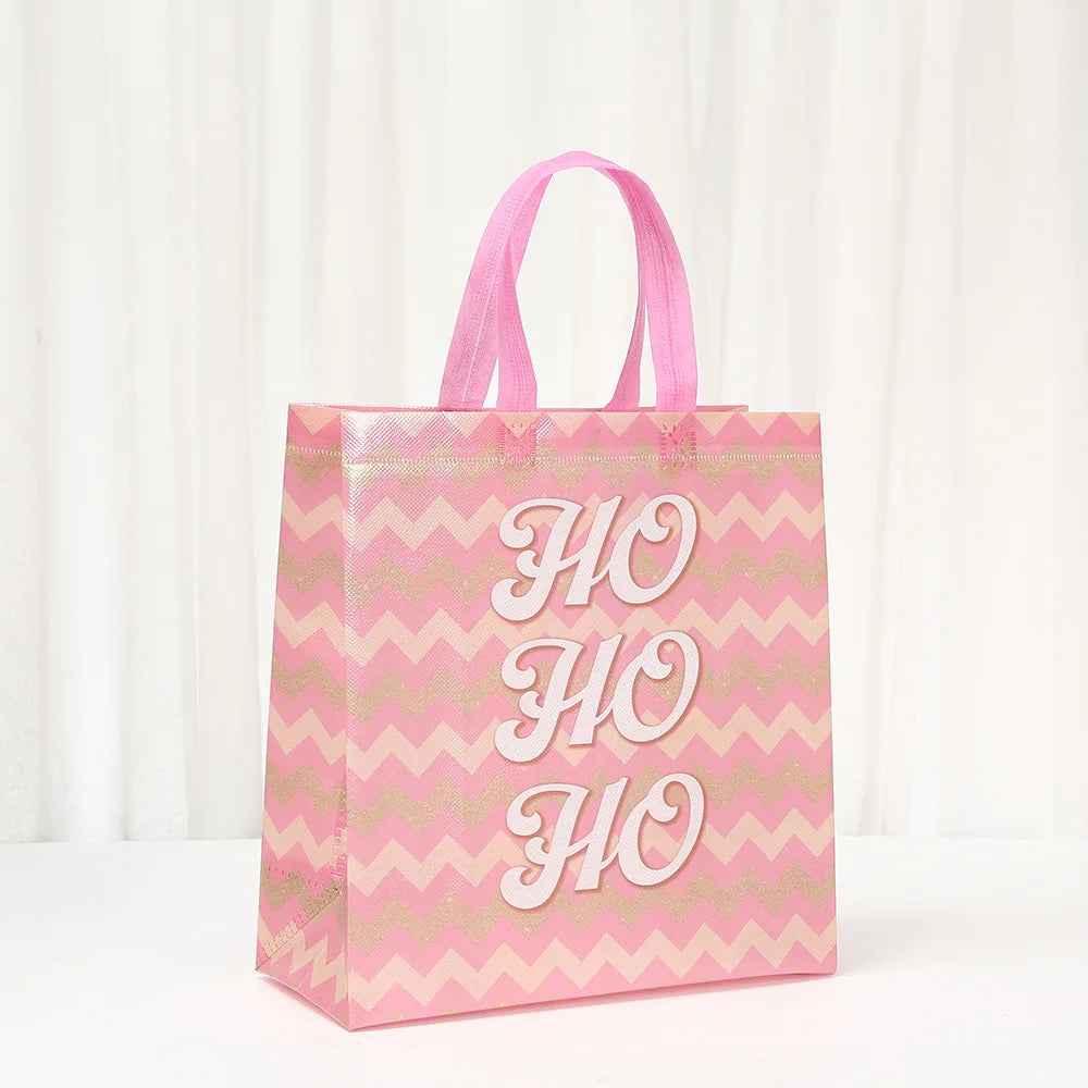 Pink Christmas Snowflake Non-Woven Gift Bag – Foldable & Reusable