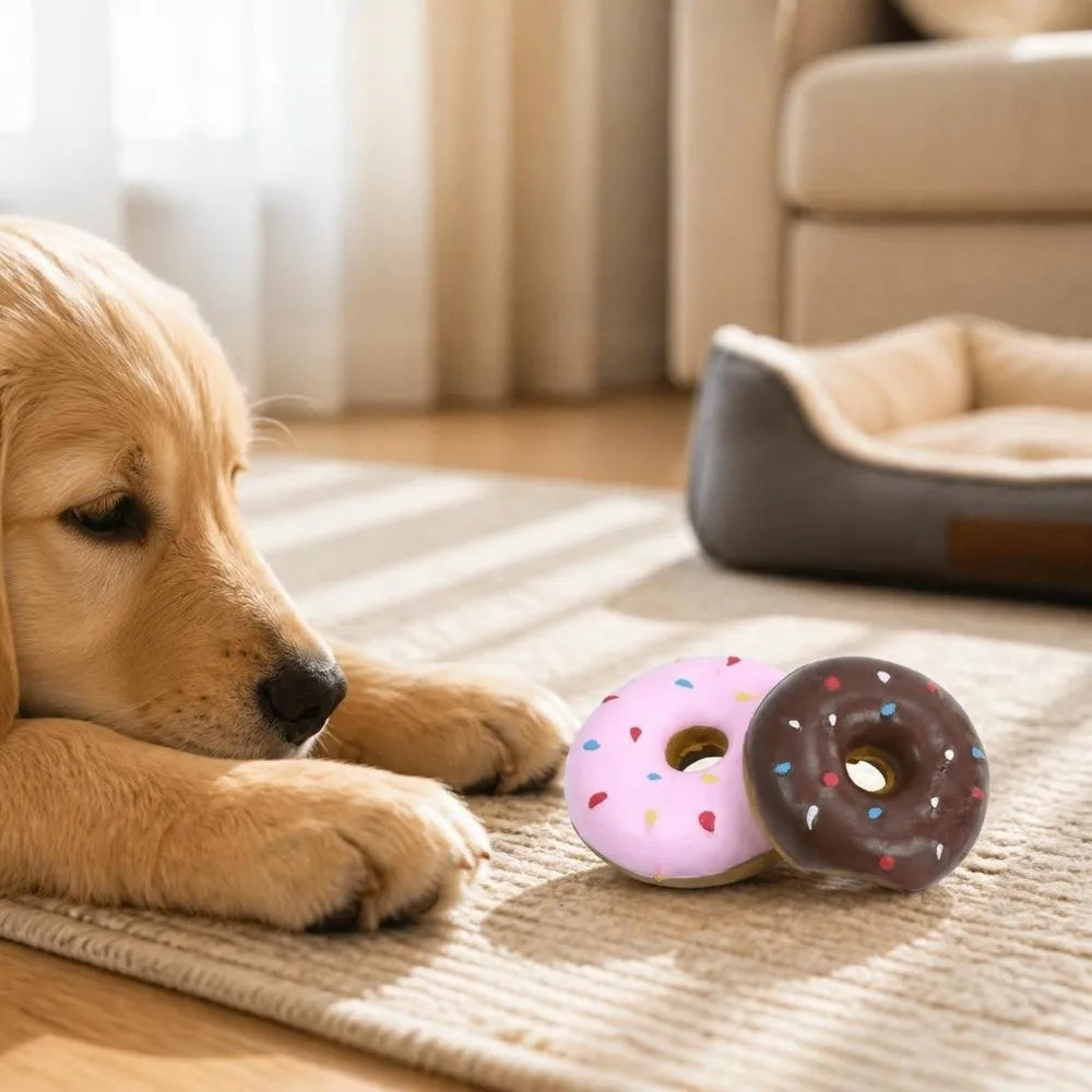 10-Pack Latex Donut Squeaky Dog Toys – Puppy Chew Set