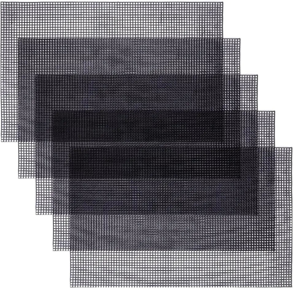 5-Pack Black Plastic Mesh Canvas Sheets for Yarn & Crochet