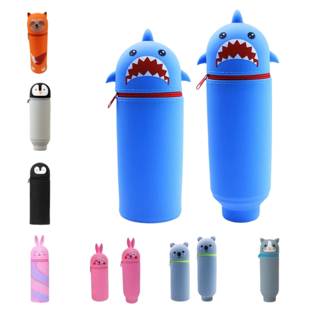 Foldable Animal Pencil Case – Rabbit & Shark Pen Box
