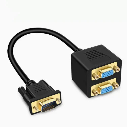VGA Splitter Cable 1 Male to 2 Female – Dual Monitor Adapter