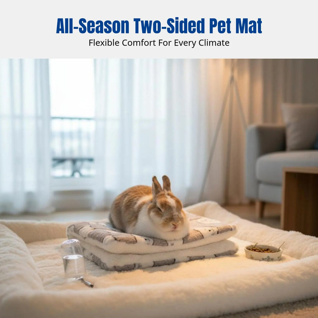 Warm Fleece Rabbit Bed Mat – Waterproof Double-Sided Pet Pad