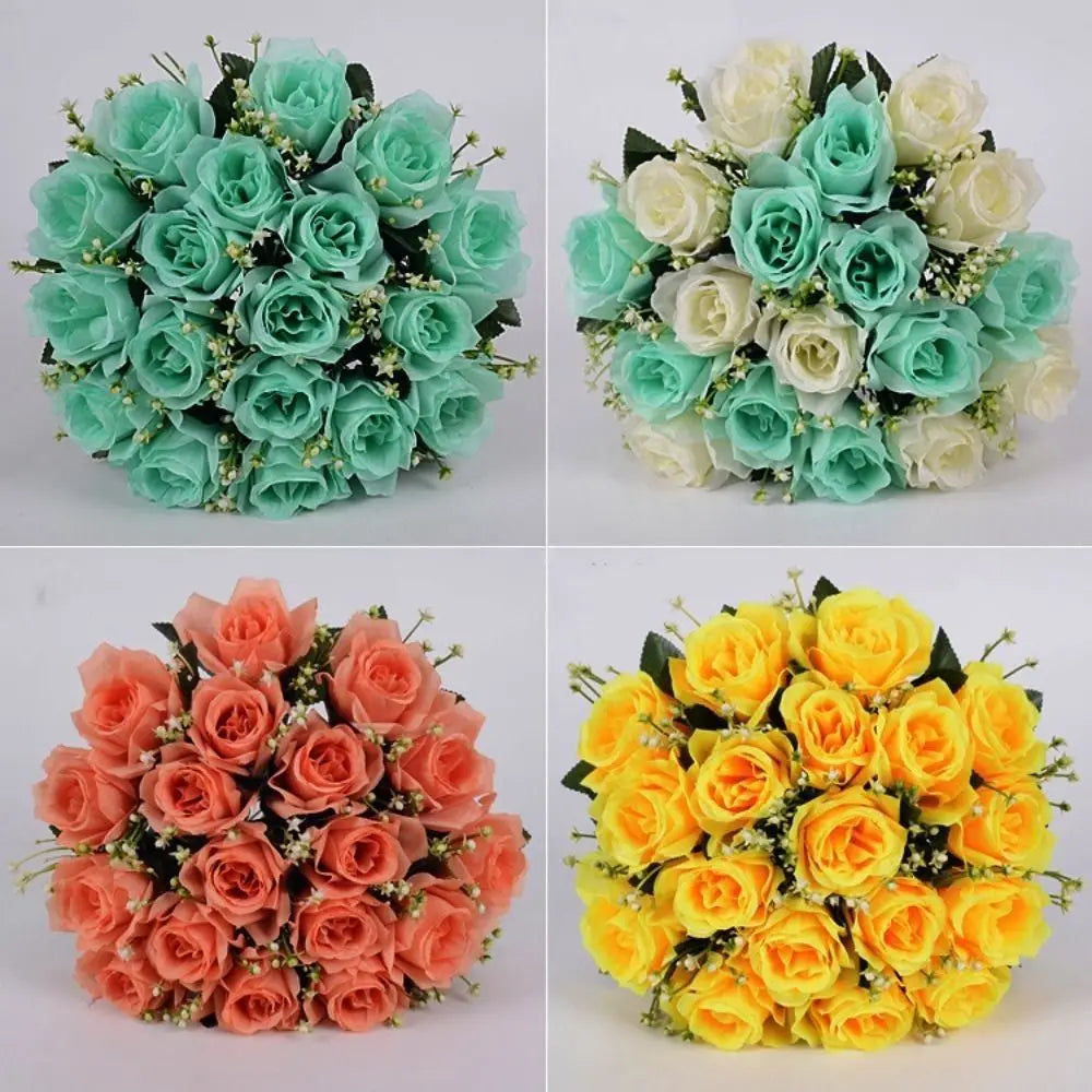 18-Head Artificial Rose Bouquet – 10 Colors | Home Decor Gift