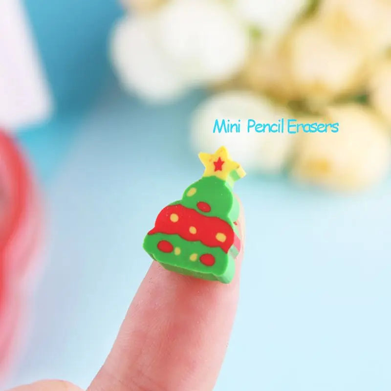 25-Piece Christmas Rubber Eraser Set – Santa & Snowman