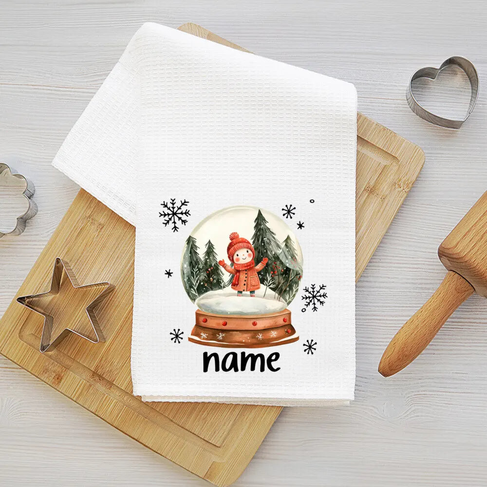 Personalized Christmas Tea Towel – Festive Holiday Kitchen Gift