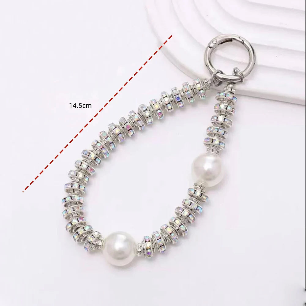 Pearl Rhinestone Bracelet Phone Wrist Strap Lanyard Charm