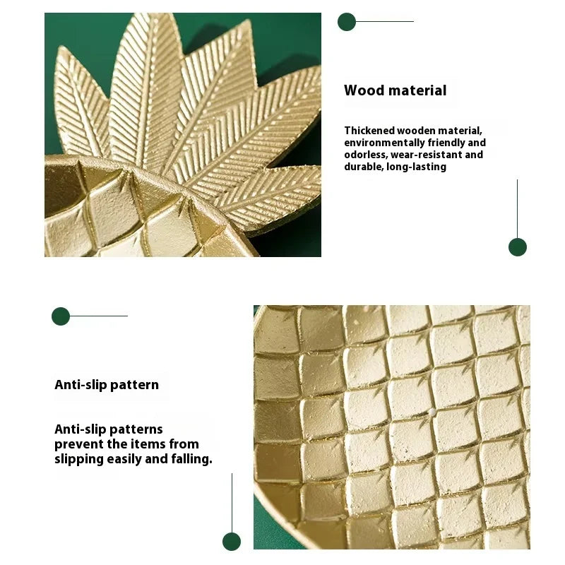 Gold Pineapple Leaf Jewelry Tray | Minimalist Storage Dish