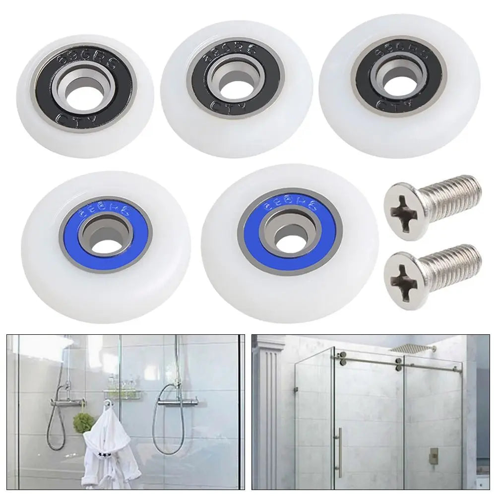 Shower Door Roller Wheels 19–29mm | Silent Nylon Pulley Runner
