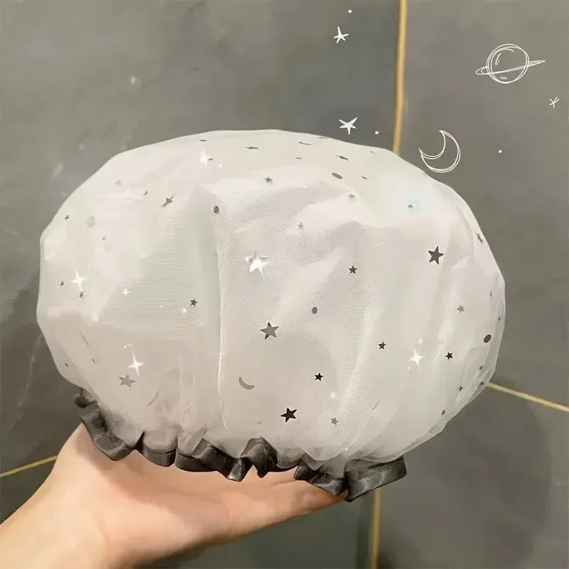 Waterproof Shower Cap – Starry Sky Print, Reusable & Elastic