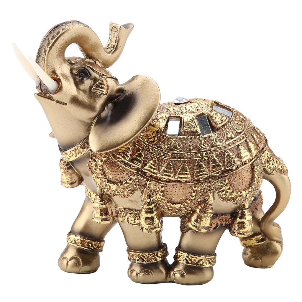 Golden Feng Shui Elephant Statue – Lucky Wealth Figurine