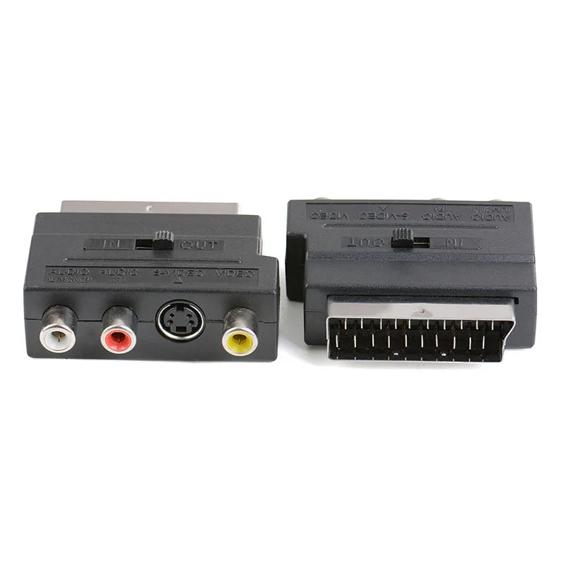 21-Pin RGB SCART to 3 RCA S-Video AV Adapter Converter