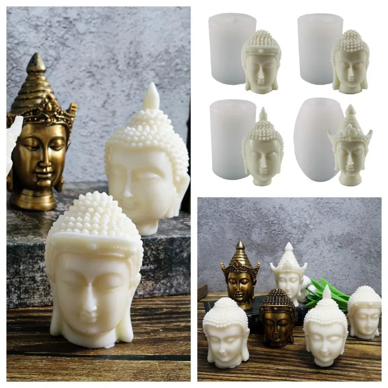 3D Buddha Head Silicone Mold – Candle, Resin & Plaster Casting