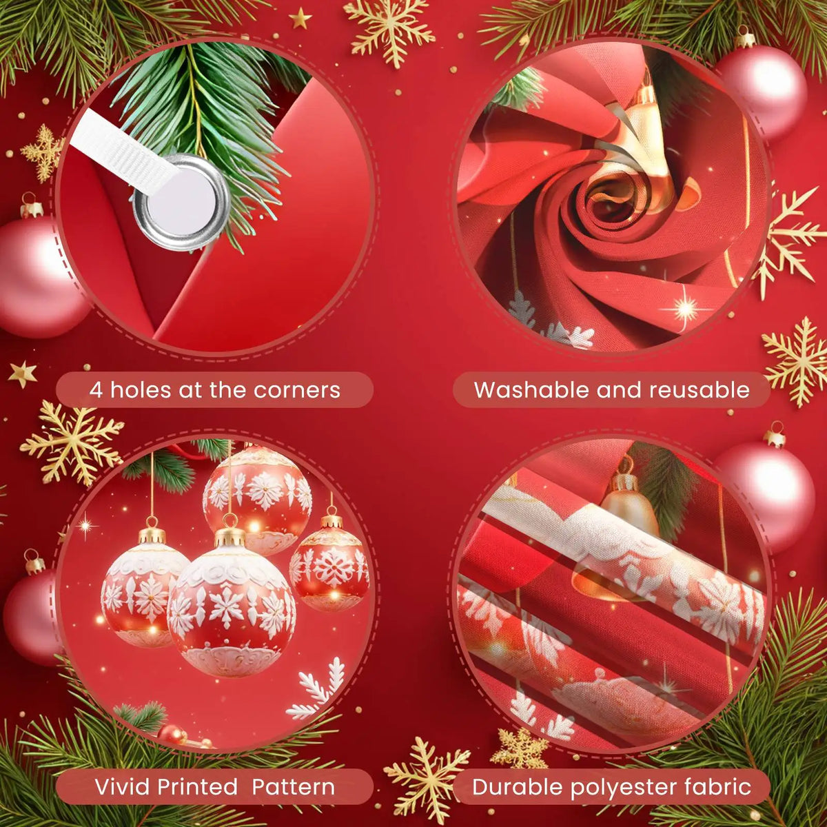 Christmas Snowflake Backdrop Banner – 180×110cm Holiday Decor