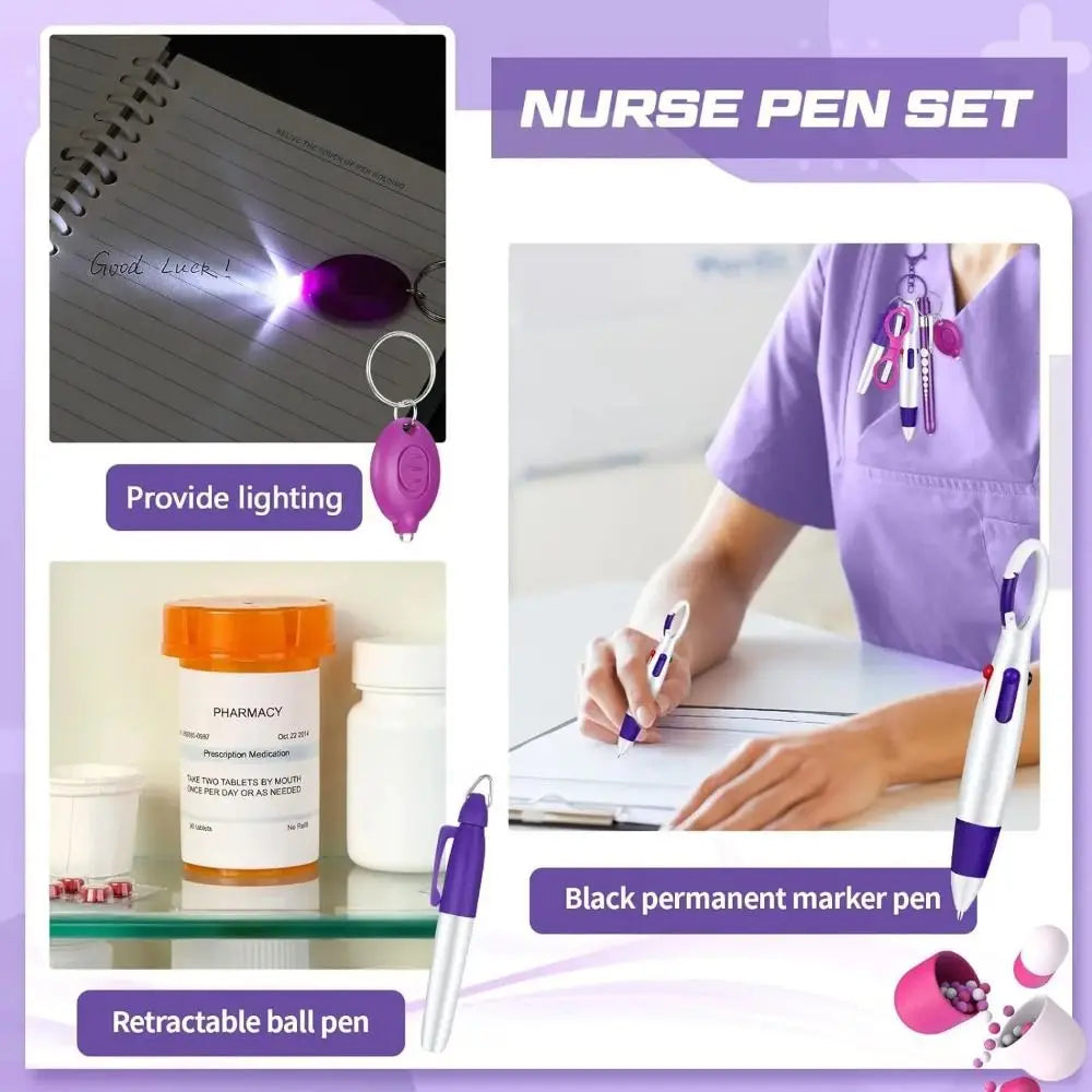 6-in-1 Multifunction Retractable Ballpoint Pen Set & Flashlight