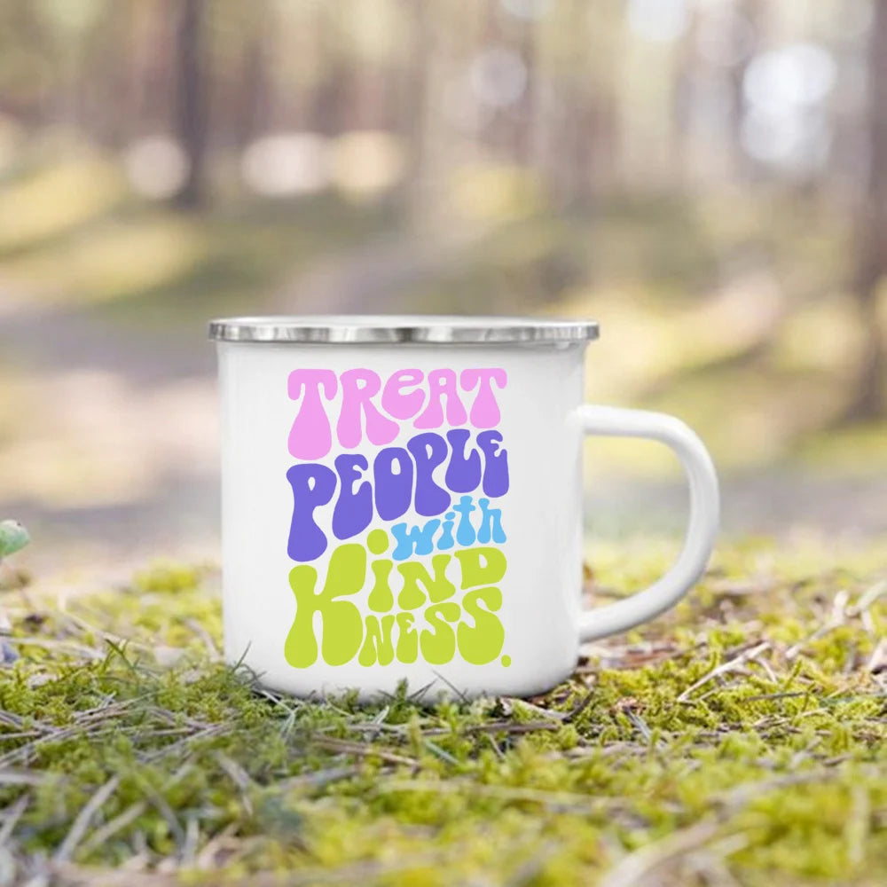 Treat People with Kindness Vintage Enamel Coffee Mug