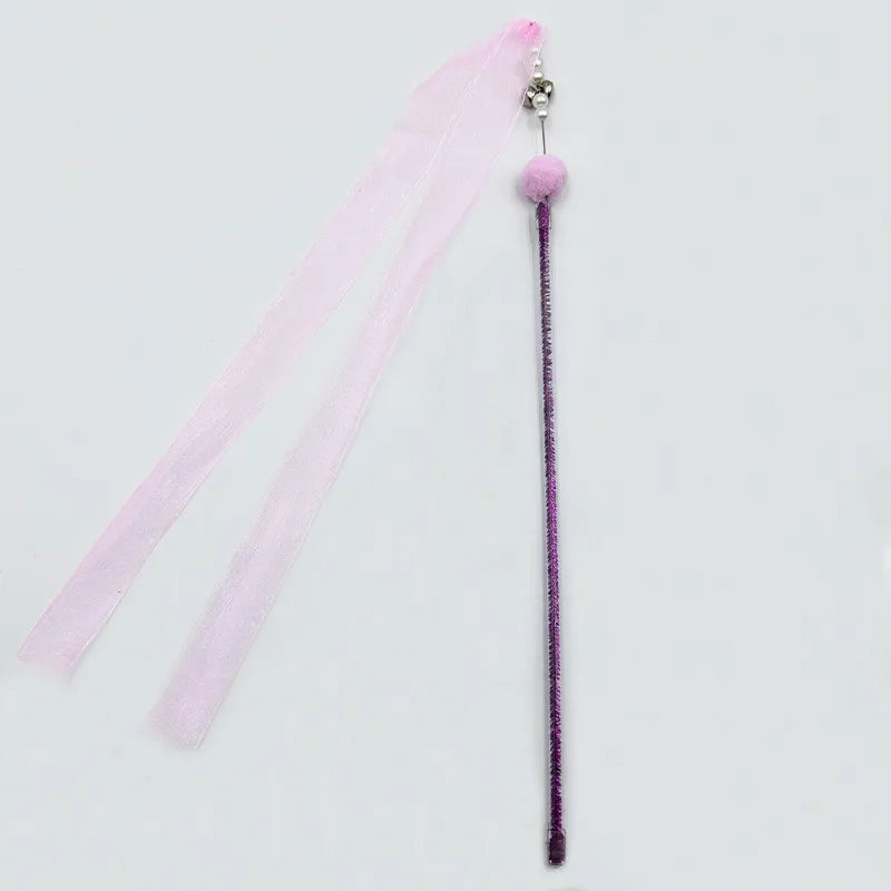 Feather & Bell Cat Wand Toy – Handheld Tickle Wand