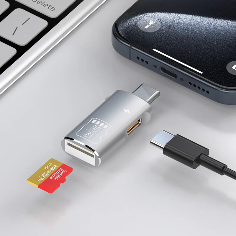 USB-C Micro SD TF Card Reader with PD Charging | 5Gbps 2TB