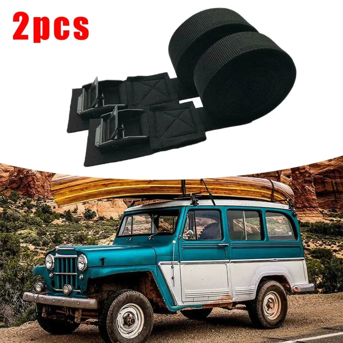 Cam Loop Tie-Down Straps for Kayak & Car Roof Rack – 2 Pack
