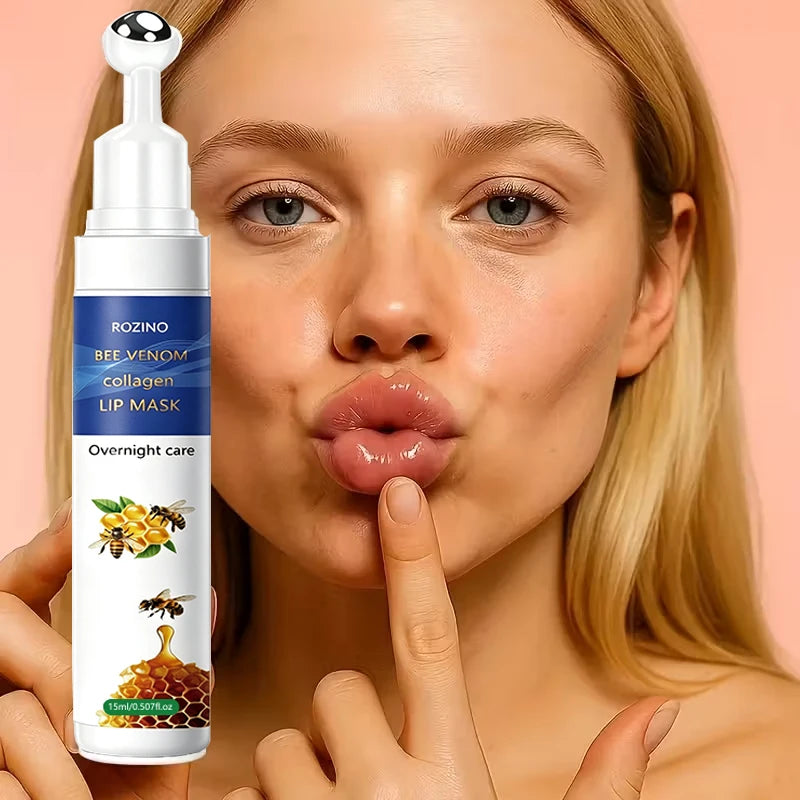 ROZINO Bee Venom Collagen Lip Mask | 360° Roll-On Plumper