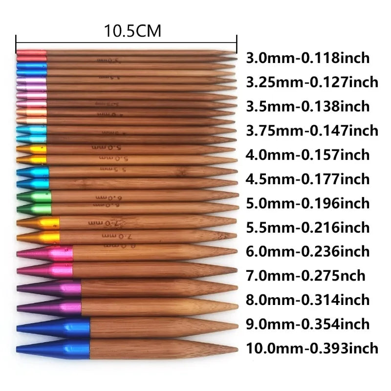Interchangeable Carbonized Bamboo Circular Knitting Needle Set