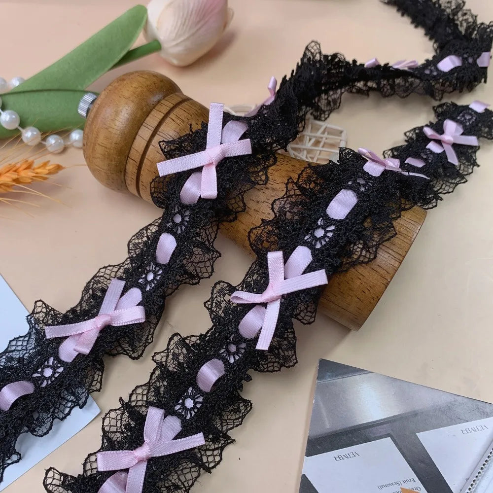 1 Yard Pleated Bow Lace Trim Ribbon – Sewing & Wedding Décor