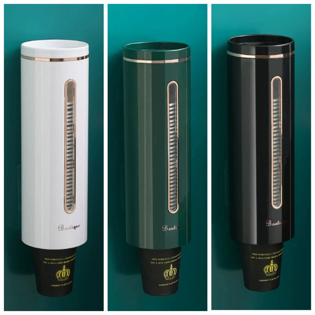 No-Drill Wall Mounted Cup Dispenser – Dustproof & Elegant