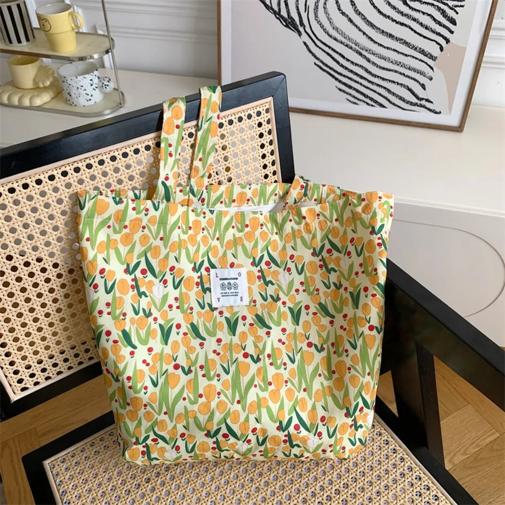 Women's Vintage Floral Cotton Shoulder Bag – Large Tote