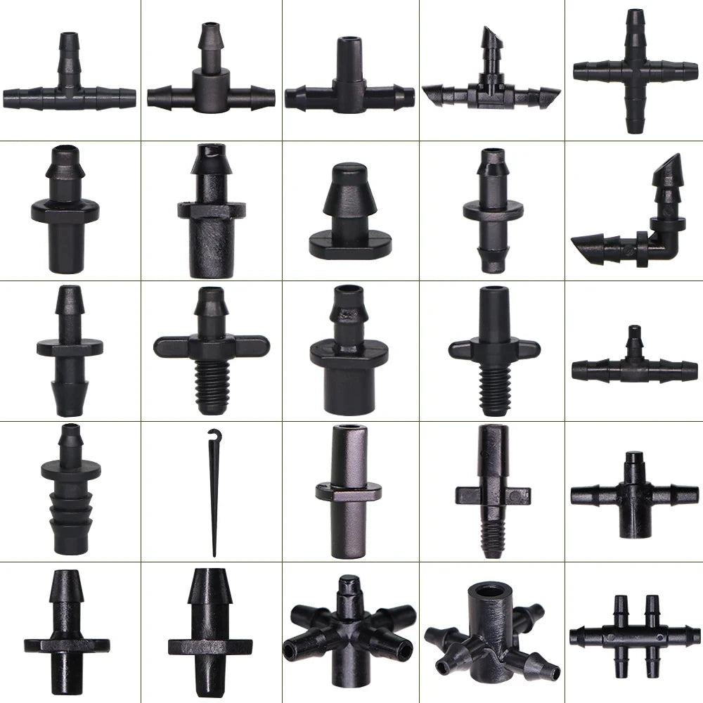 1/4" Drip Irrigation Barbed Fittings – Tees, Cross, Plug & Adaptors