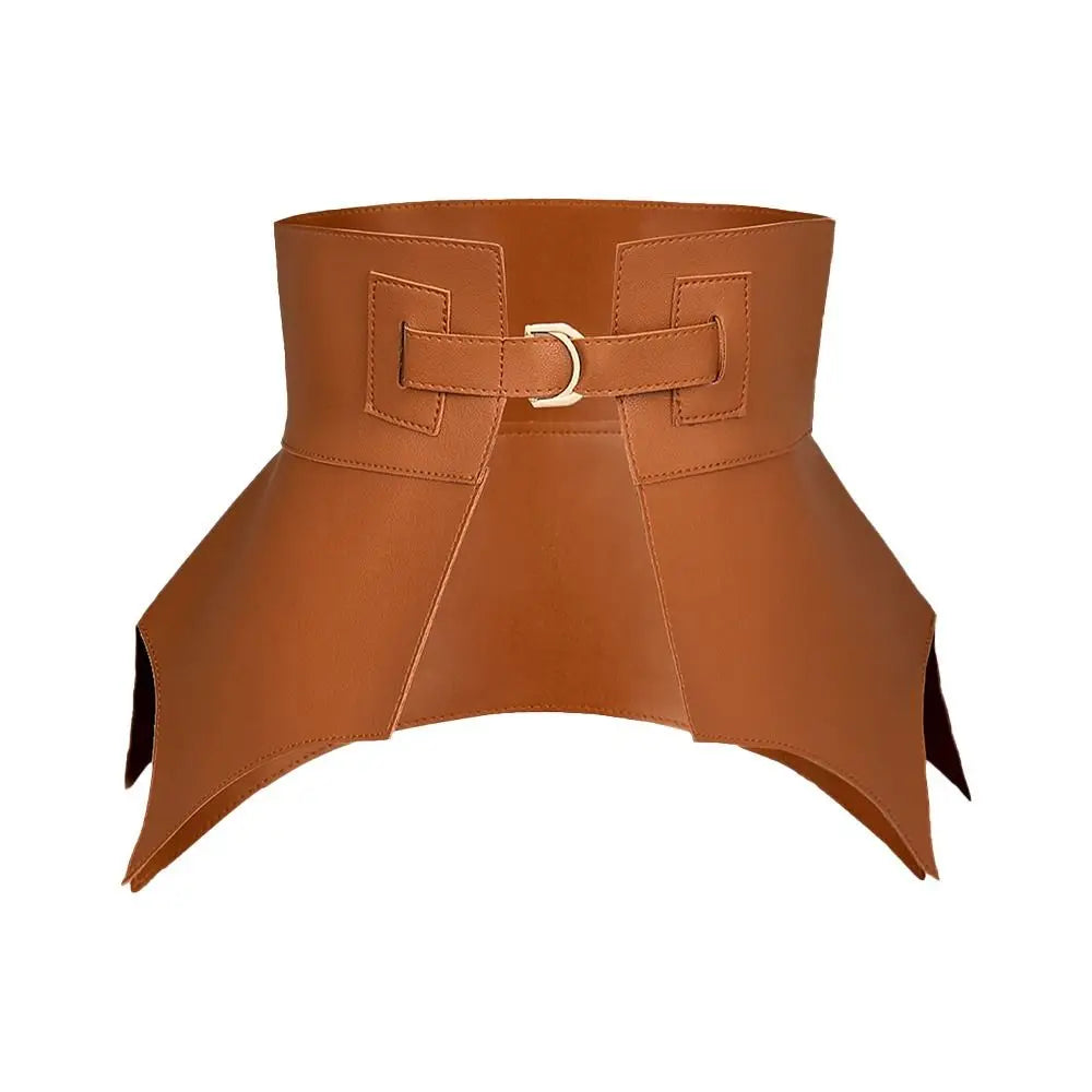Women's Elastic Faux Leather Wide Corset Waist Belt Cummerbund