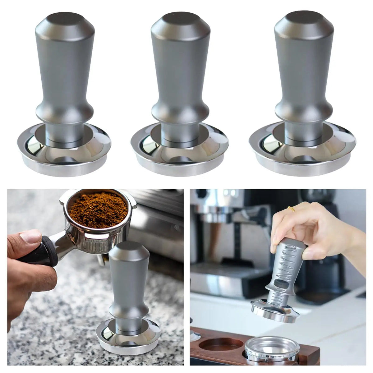 Kesoto Spring Loaded Espresso Tamper 51/53/58mm Stainless Steel