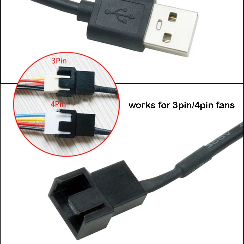 USB to 4-Pin Fan Adapter Cable | PWM 5V to 12V Boost Switch