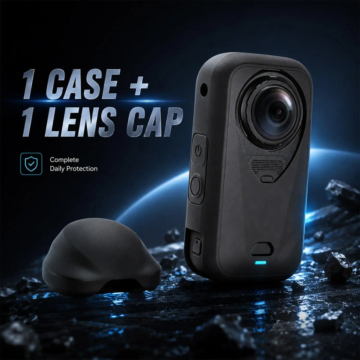 Insta360 X6 Silicone Case with Lens Cap – Shockproof Black