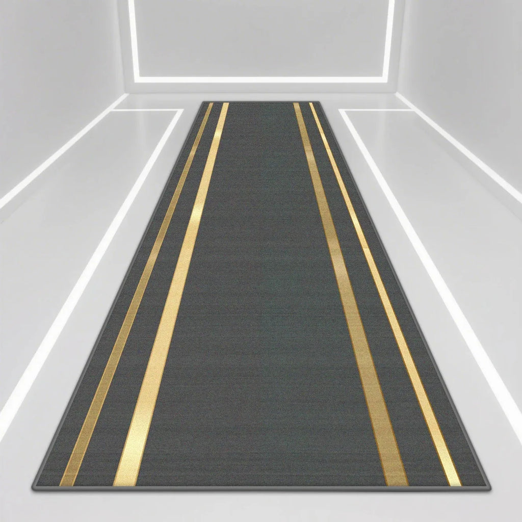 Black & White Striped Runner Rug – Non-Slip Washable Mat