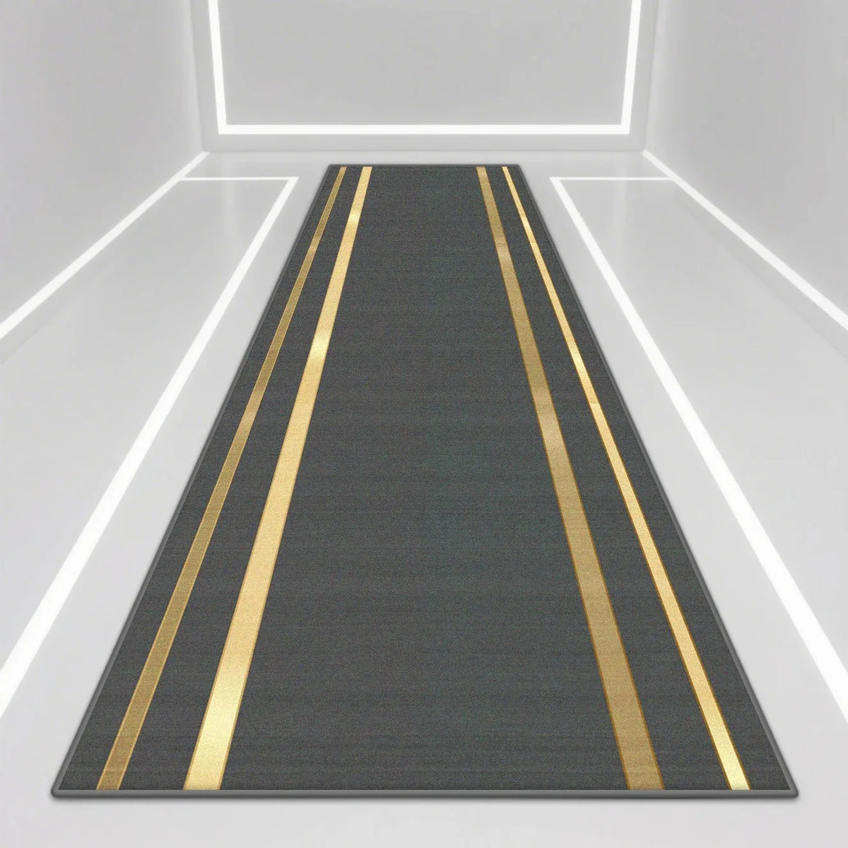Black & White Striped Runner Rug – Non-Slip Washable Mat
