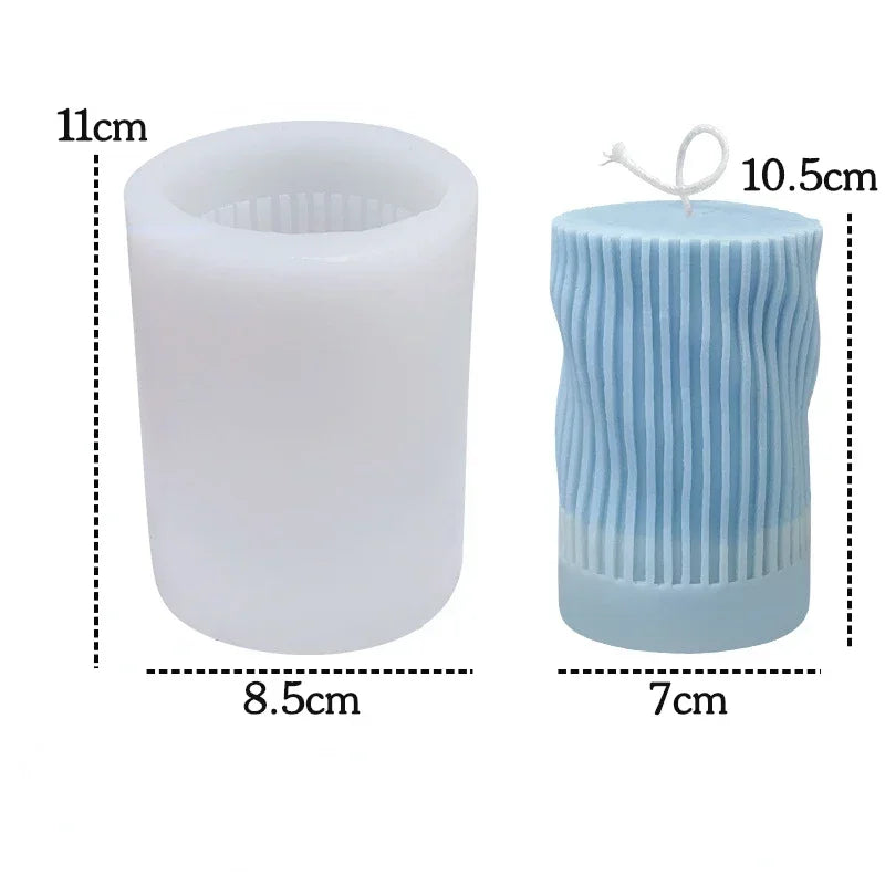 3D Striped Cylinder Silicone Mold – Candle & Soap Making