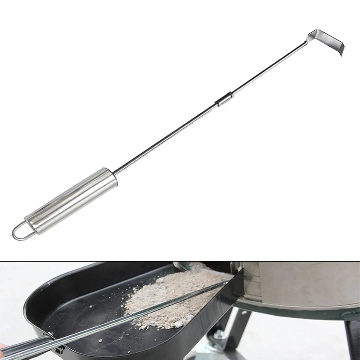 MagiDeal 18" Stainless Steel Grill Ash Rake – BBQ Cleaning Tool