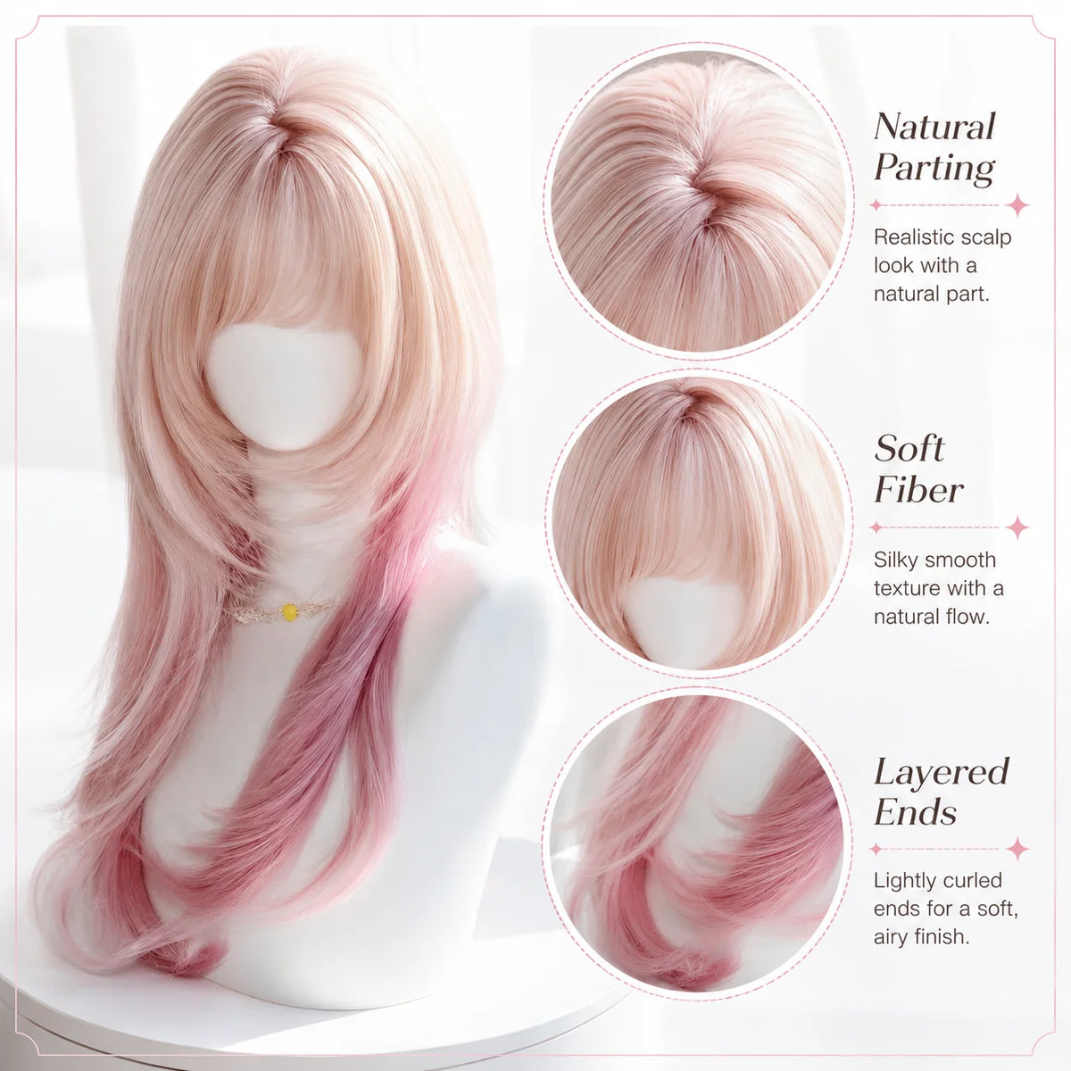 Sakura Pink Jellyfish Wave Wig – Full Headpiece for Women