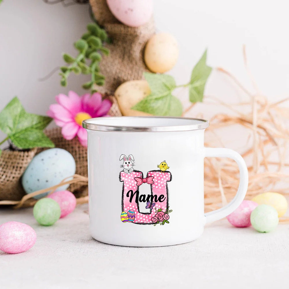 Personalized Easter Bunny Enamel Mug for Kids – Name Gift