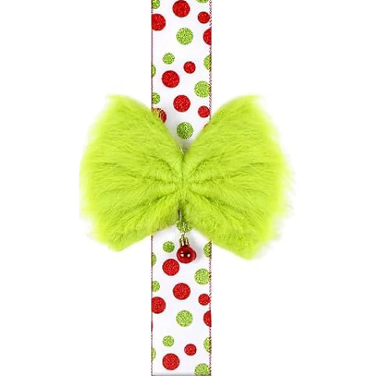 Green Velvet Christmas Ribbon Bow | Cabinet Door Ornament