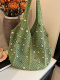 Handmade Knitted Woven Crossbody Bucket Handbag for Women