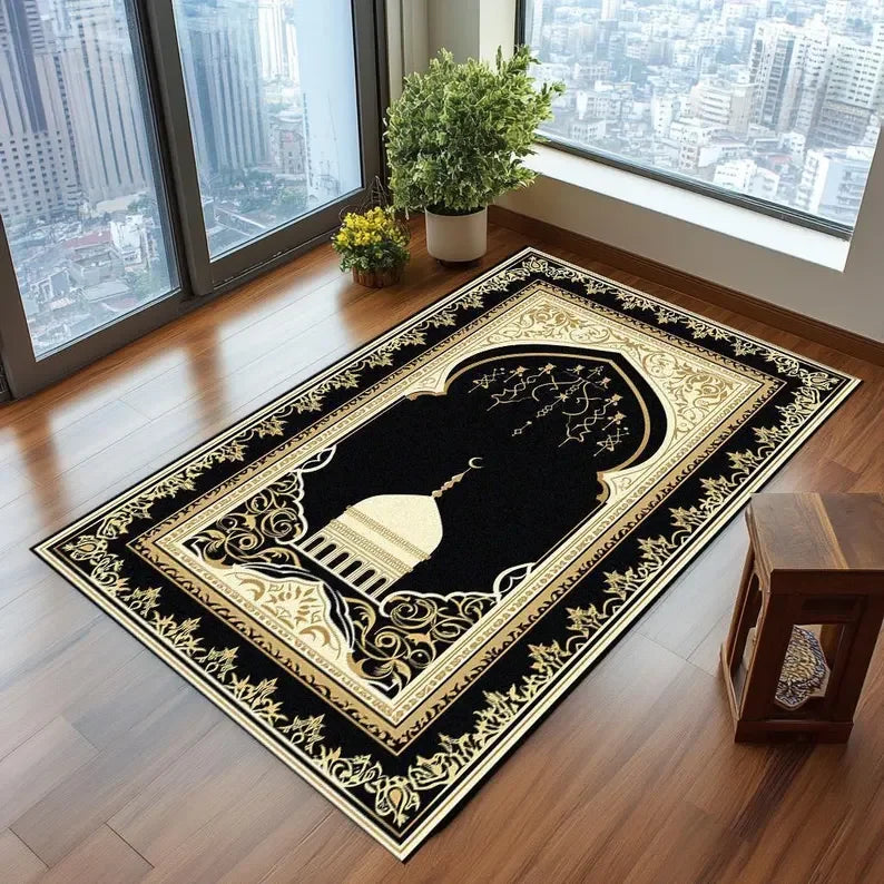 Vintage Islamic Floral Prayer Rug – Non-Slip Muslim Mat