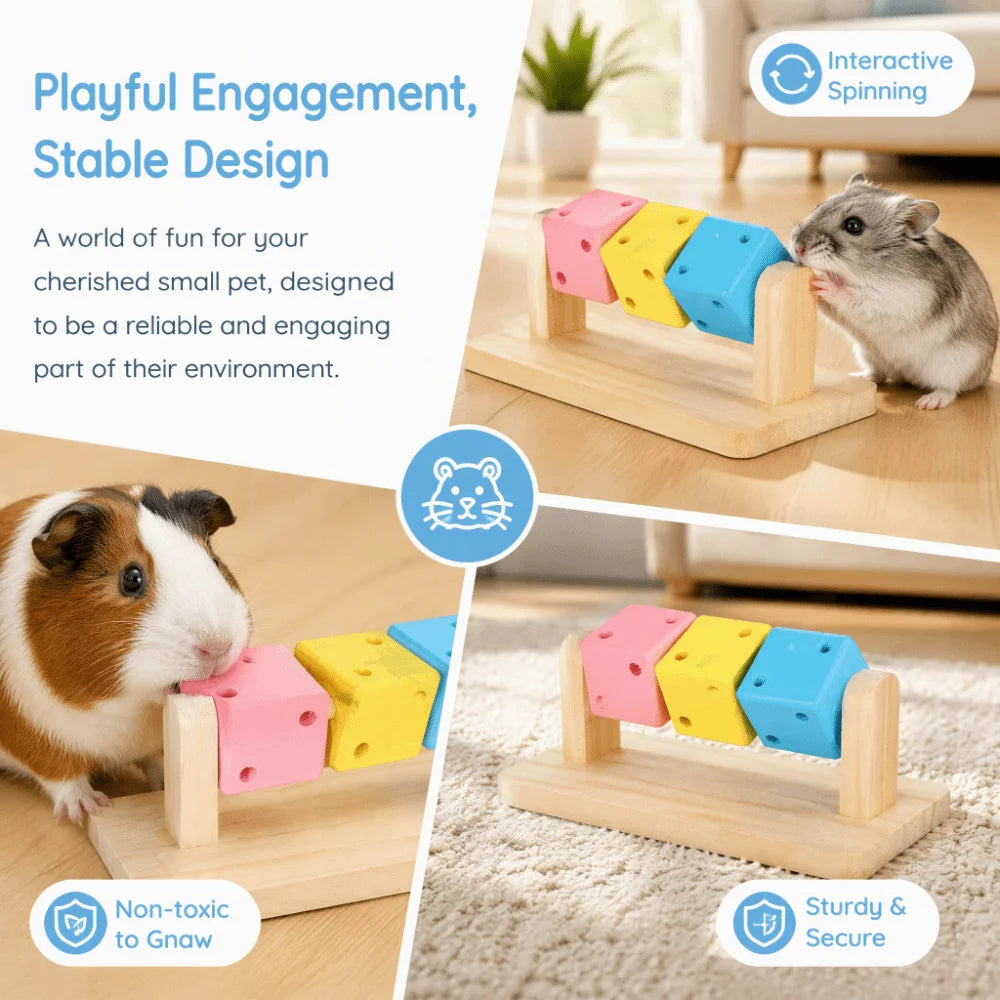Wooden Rotatable Chew Toy for Hamsters & Small Pets