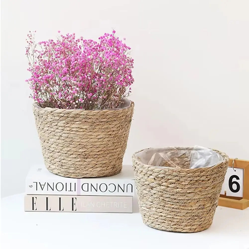 Handwoven Rattan Straw Flower Pot Basket Planter – 4 Sizes