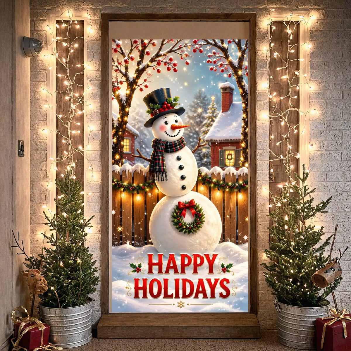 Christmas Snowman Photo Backdrop Banner 180×90cm | Holiday