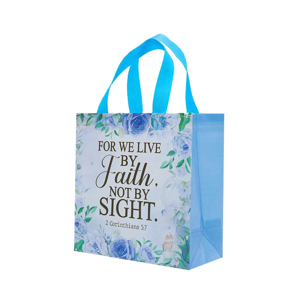Bible Verse Floral Non-Woven Gift Tote Bag | Holiday Christmas